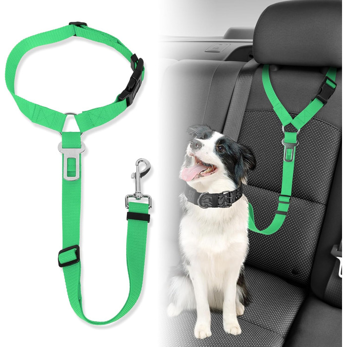 Автомобільний ремінь безпеки для собак, повідці, шлейки, захист для тварин (зелений)