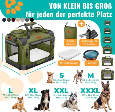 Транспортна переноска для собак та котів M 60x42x44см | Переноска для тварин Khaki | З мискою та плечовим ременем