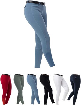 Верхні штани для верхової їзди Riding World Alexandrie для жінок та дітей | Штани для верхової їзди з накладкою на колінах з тканини | з кишенями спереду | Легінси для верхової їзди в шести кольорах | Екіпірування для верхової їзди розмір 104-176 та 32-44