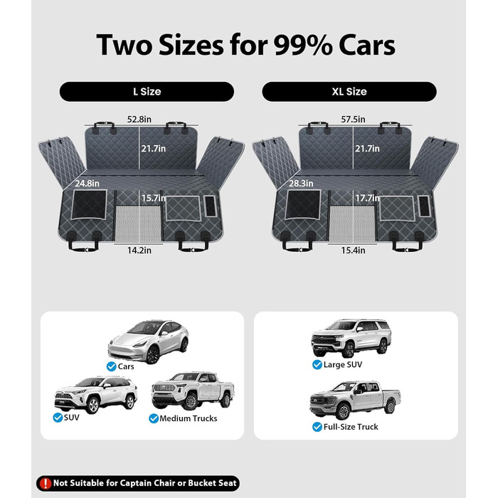 Захисний чохол на сидіння для собак PetGenie, військовий захист 10 шарів, безпека 12 точок, водонепроникна підстилка з твердим дном для SUV