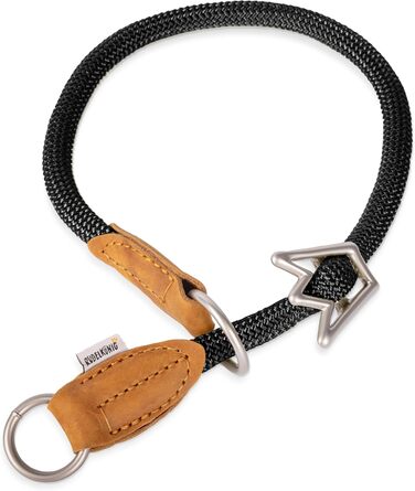 Нашийник для собак Rudelkönig Emma - Елегантний нашийник-стоп для собак з шкіри та нейлону - ø 12 мм - Зручний навчальний нашийник для великих собак (6, Чорний)