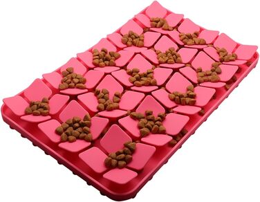 Килимок для котів та собак, силіконовий, повільне годування, проти нудьги, для корму та ласощів (Червоний)