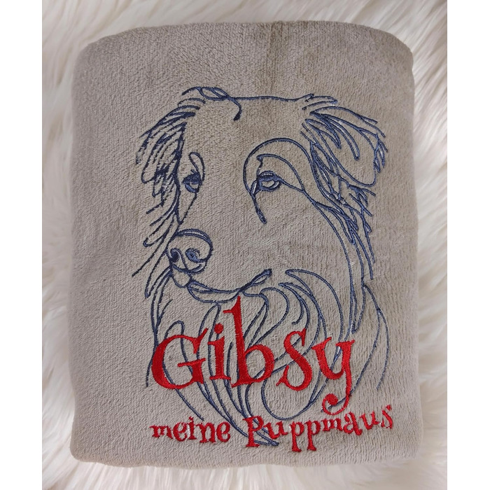 Персоналізована ковдра для собак з вишивкою породи та імені. М'яка ковдра для цуценят та дорослих собак. Підходить для дому, машини та дивану. Розмір 130x170 см, пральна. Бежевий колір.