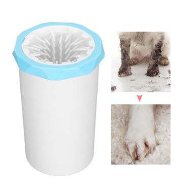 Автоматичний мийка лап для собак, електроприлад, портативна мийка лап з силіконовими щетинками, біло-блакитний колір