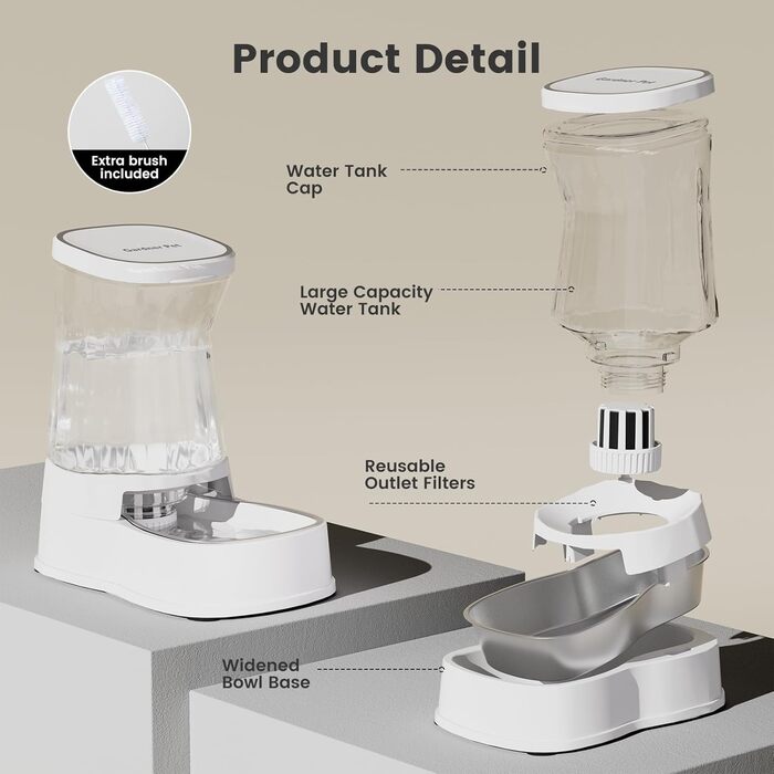 Автоматичний диспенсер для води для котів та собак Gardner 3.85L, без електроенергії, BPA Free, для середніх та великих тварин