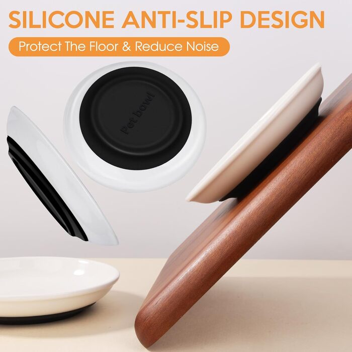 Набір мисок для котів FoiiLiio 6 шт. з кераміки (15x3.0 см) з неслизьким силіконовим дном. Миски для котячого корму, годівниці для котів та собак. Білий колір.