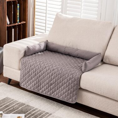 Захисний чохол для собачого дивана, водовідштовхувальний, для середніх та великих собак та котів, заспокійлива підстилка з піднятим бортиком, легко чиститься (75 x 120 см, світло-сірий)