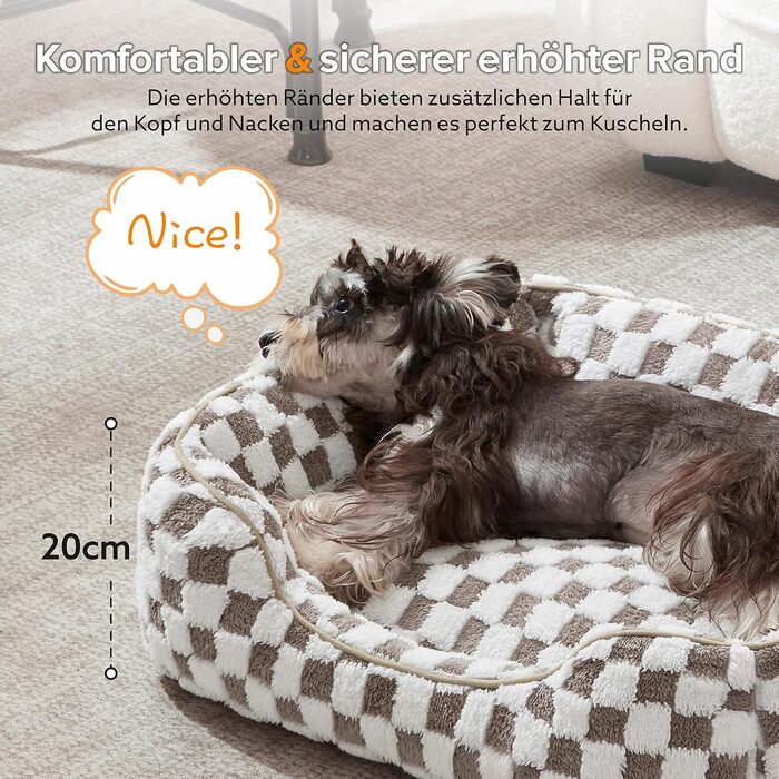 Ліжко для великих собак FURTIME, нековзке, м'яке плюшеве, антистрес, пране, для лабрадорів і вівчарок, 89×63×23 см
