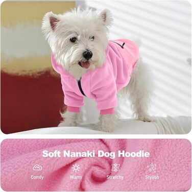 Світшот для великих собак Nanaki з капюшоном, тепла флісова куртка з кишенею для дівчаток та хлопчиків, для Бульдога, теплий одяг для відпочинку та повсякденного носіння (X-Large, Рожевий)