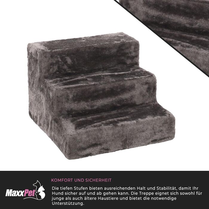 MaxxPet Сходи для собак і котів, складані, 43x41x30 см, для ліжка та дивану, сірі