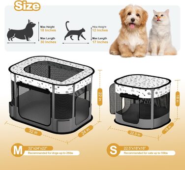 Портативний вольєр для котів DESELL, сірий, 8-разово посилений, розкладний, для кошенят, собак, indoor та outdoor