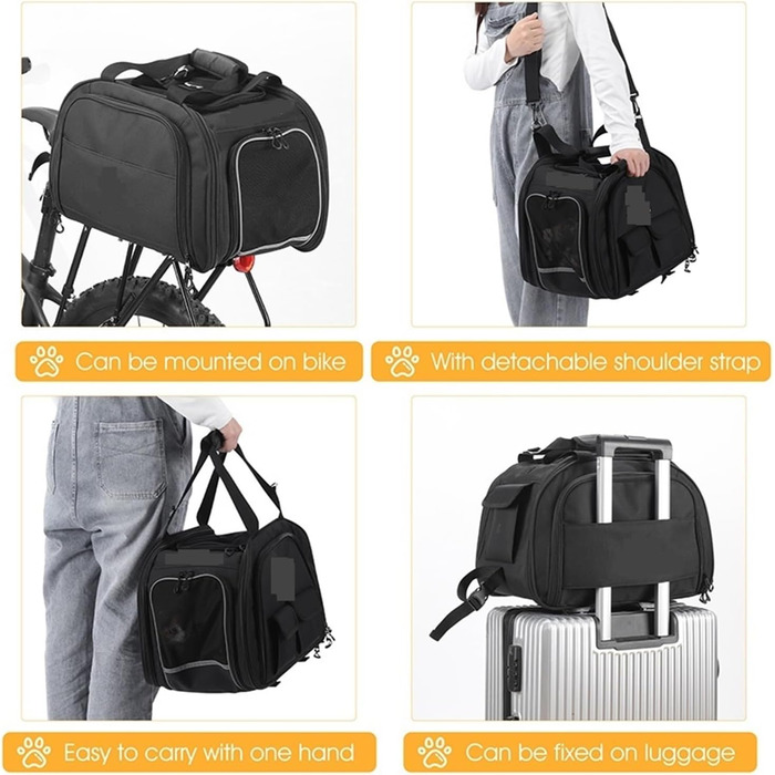 Фаркоп для велосипеда, переноска для тварин, чорний - переноска для кота/собаки, багажник для велосипеда, 1x1x1 см