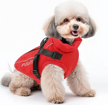 Водонепроникний теплий зимовий накидка для собак маленьких порід, світловідбиваючий, з дзвінком, бавовна, червоний, XXL