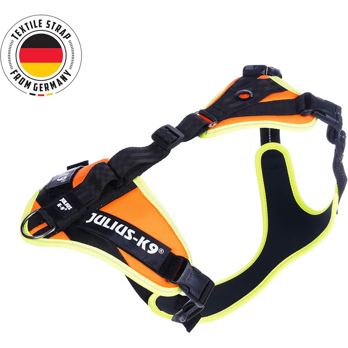 Шлейка для собак Julius-K9 Mantrailing Outdoor L-XL, неонова помаранчева з UV-кантом