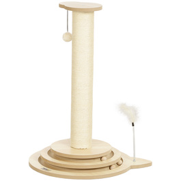 Кігтеточка PawHut 4-в-1, кігтеточка 69 см, кігтеточка Sisal Cat з іграшковим м'ячем, кігтеточка для кішок для котів, меблі для подряпини кішок, кімнатна, дуб | Аосом
