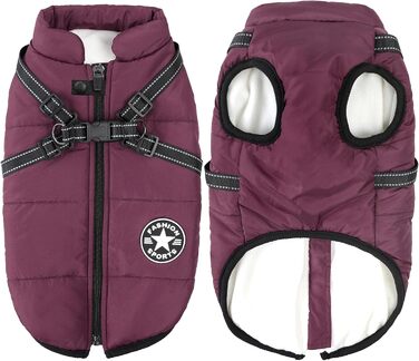 Зимова куртка для собак Aiboria 2-в-1: вітронепроникна, водонепроникна, тепла, з обладнанням для прогулянок, розмір M (фіолетовий)