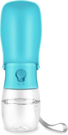 Водяна пляшка для собак WILIFDOM, портативна миска для подорожей, складна годівниця для прогулянок, походів, аксесуари для цуценят, водяна пляшка з фільтром з активованого вугілля, без витоку, харчовий силікон, блакитна