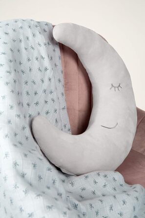 Подушка для шиї Roba у формі місяця - декоративна подушка для дитячої кімнати - м'яка подушка для дівчаток та хлопчиків - сірий колір