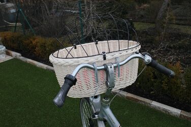 Корзина для велосипеда Marcus Hundefahrradkorb для руля з лози з металевою сіткою та подушкою, корзина для собак, корзина на кермо, корзина для покупок, натуральний (XXL з подушкою)