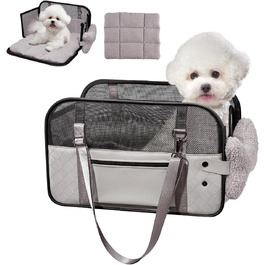 Транспортна сумка для собак та котів: для ветеринара, авто, літака. З подушкою та сталевим каркасом, до 6 кг (сіра)