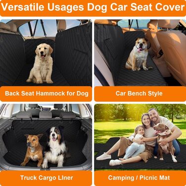 Автомобільний чохол на сидіння для собак, XL, чорний, водовідштовхуючий, антиковзаючий, 600D, для SUV, позашляховиків та вантажівок