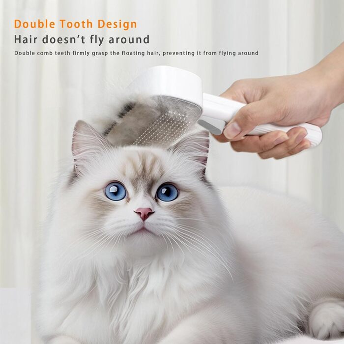 Брашувальник для собак та котів 2-в-1 - регульований гребінь для видалення шерсті з функцією швидкого очищення | Безпечний гребінь для зняття ковтунів, спутанного волосся та зменшення випадіння шерсті | Підходить для довго- та короткошерстих тварин