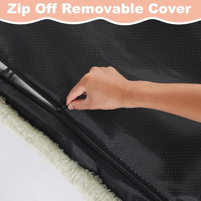 Водонепроникне собаче ліжко Bedfolks знімний, пральний чохол, м'який наповнювач з штучного хутра для великих собак, зручне ліжко-будка, 88,9 x 58,4 см, Темно-сірий (Large), Світло-зелений