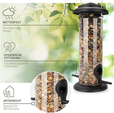 Годівниця для птахів Wildtier Liebe, зелена - з нержавіючої сталі, 23,5 см | Годівниця для диких птахів, годівничний стовпчик, силос для птахів