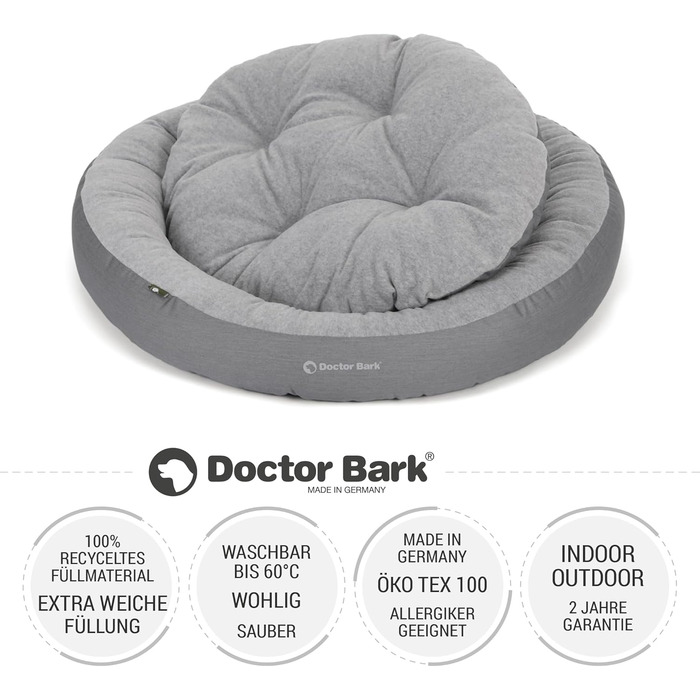 Кругле м'яке ліжко для собак середніх порід GreenLabel, Königsblau (блакитний) - ліжко-гніздо з ворсистим наповнювачем, знімний чохол Fleece/Baumwolle, розмір M (60x50 см)