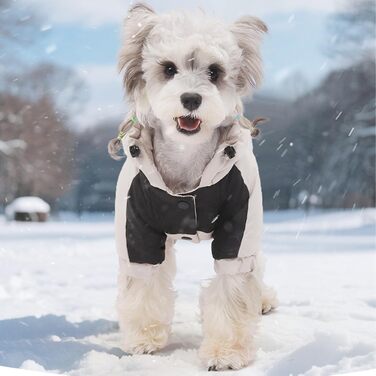 Водонепроникний зимовий теплий халат для собак з капюшоном, повний халат, захист від снігу, регульований (Бежевий, M)