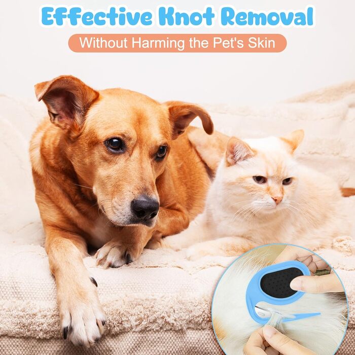 Кгребінець для розчісування вузлів у собак та котів Meetory (3 шт.), масажний гребінець 3-в-1, видалення ковтунів, видалення шерсті