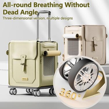 Рюкзак для тварин Galatée з колесами, візок для домашніх тварин, сумка для подорожей з собакою знімні колеса, рюкзак для собак з сітковими вентиляційними вікнами (білий)