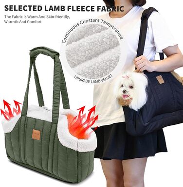 PETCUTE Сумка-переноска для собак та котів, зелена. Складана, з безпечним гачком, для маленьких тварин