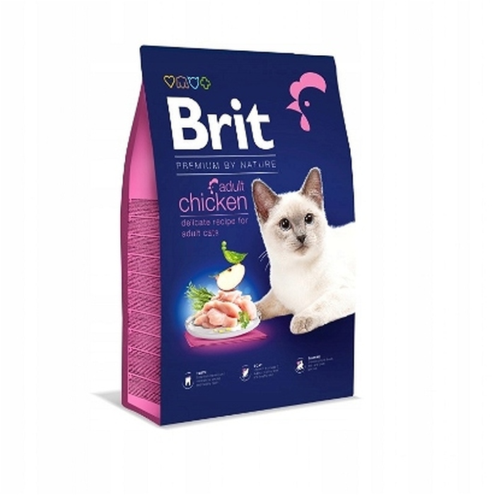 Сухий корм для дорослих котів Brit Premium by Nature, курка, 8 кг