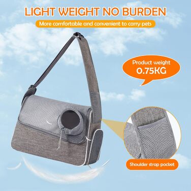 Траверс для собак ALLSOPETS: регульована переноска для маленьких собак та котів з жорстким дном та вентиляцією, сіра