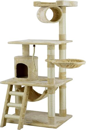 Котячий комплекс Go Pet Club з будиночком і дряпаком, 157 см, бежевий