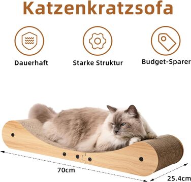 Кігтеточка для котів Nekosan, 70 см, велика, з картону, лежанка-кігтеточка