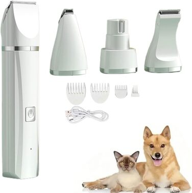 Набір для грумінгу тварин Tickle Paw 4-в-1: тример для шерсті, машинка для стрижки, шліфувальник для нігтів для котів та собак (зелений)