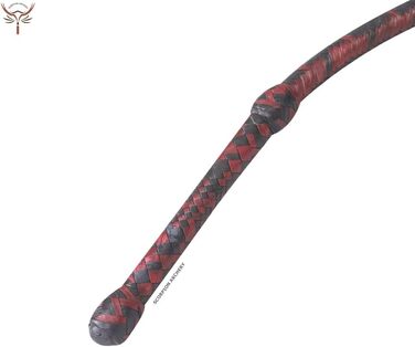 Кнут батіг шкіряний Bullwhip, 90 см / 1.8 м / 2.4 м, справжня шкіра бика, 8 кісок, чорно-червоний, з внутрішнім сердечником, подарунок для чоловіка