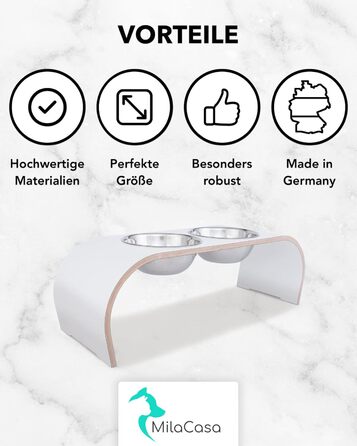 Набір мисок для собак ilaCasa - 2 шт. Підвищені, подвійні миски для корму та води. Підходить для собак великих порід, колір: білий