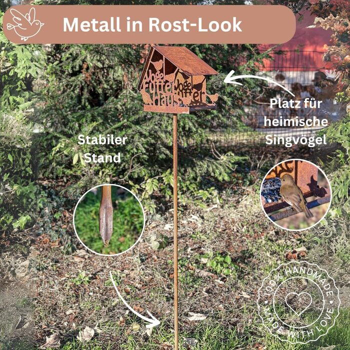 Пташник Maxito на стійкій підставці: стійкий до погодних умов, металевий, 135 см, для саду