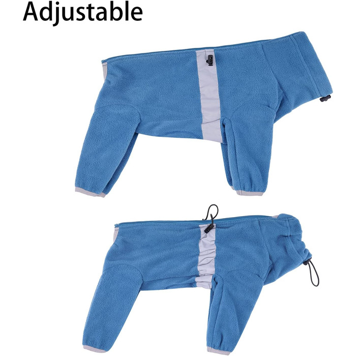 Теплий флісовий одяг для собак, зимовий, з довгим рукавом, для чотирилапих, регульований, для собак маленьких та середніх розмірів, розмір XL (блакитний)