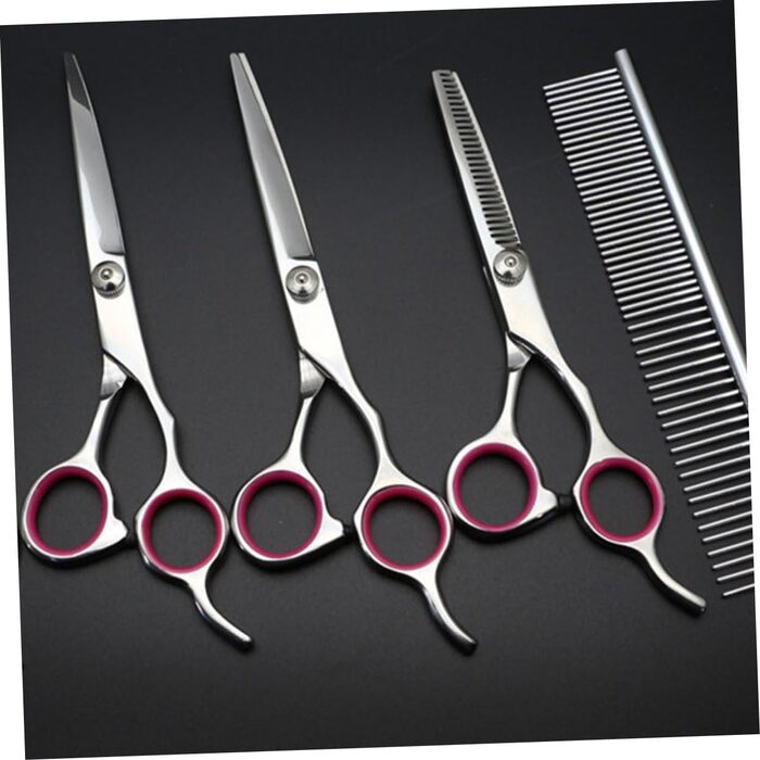 Ножиці для стрижки шерсті тварин Milisten - професійний набір для грумінгу собак та інших тварин. Срібний колір.