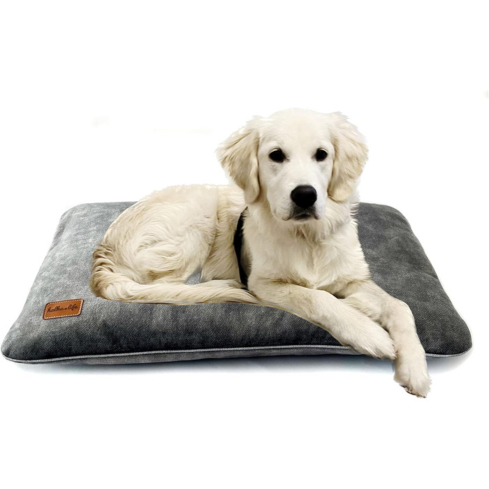 М'який лежак для собак середнього розміру, велюрова подушка для собак, 90x60 см, сірий колір