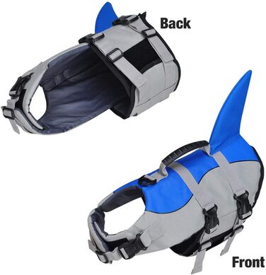 Жилет для плавання собак, жилет для початківців, регульована шлейка та рятувальний ручка (Hai, M)