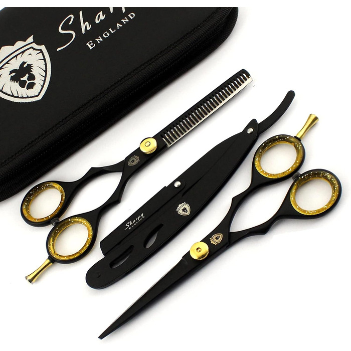 SHARPY Професійний набір для стрижки волосся, 2 шт., ножиці для філірування, 14 см, з бритвою, ручна робота з японської сталі J2, подарункова коробка