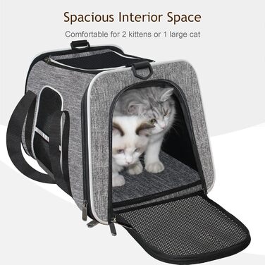 Транспортна сумка для котів HiCaptain, складана, з плечовим ременем, м'яко стьобана, переноска для маленьких собак та цуценят до 7 кг (рожева), 46 x 29 x 30 см