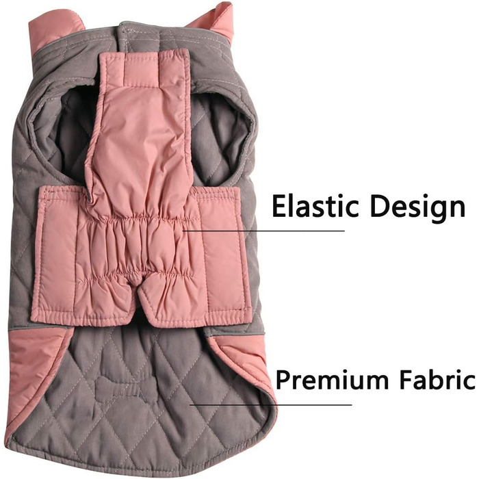 Водонепроникний теплий дощовик для собак, XS, рожевий/сірий (1 шт.)