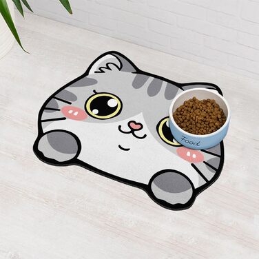 Килимок під миску для котів, сірий, 48,3 x 38,1 см - вбираючий, легко миється, швидко сохне