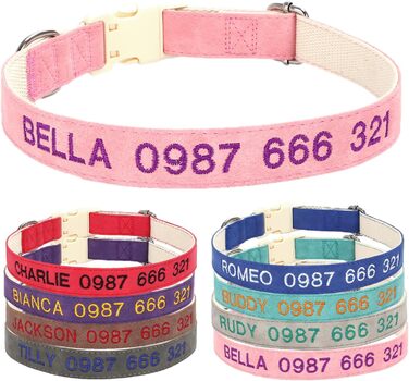 Персоналізоване собаче нашийник з металевою застібкою, нашийник з іменем та номером телефону, регульовані розміри для великих та середніх собак (Collar 06)
